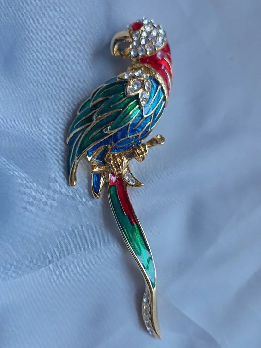 Enamel Parrot Brooch